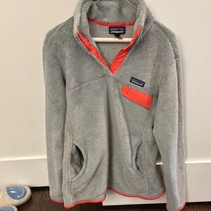 Patagonia Gray Fleece Jacket with Red/Pink Accents